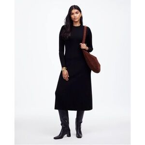 Madewell Black Long Sleeve Crew Neck Sweater Dress